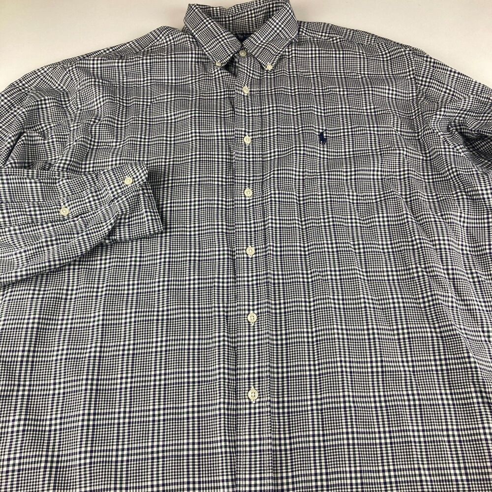 Ralph Lauren Blake Button Front Shirt Mens L Plaid Cotton Long Sleeve Pony